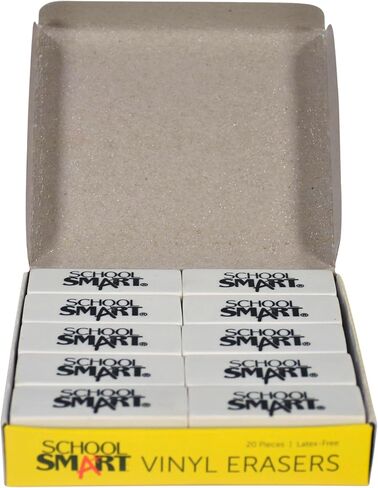School Smart Vinyl Block Erasers, 2-1/2 x 7/8 x 1/2 Inches, White, Pack of 20 in Saudi Arabia