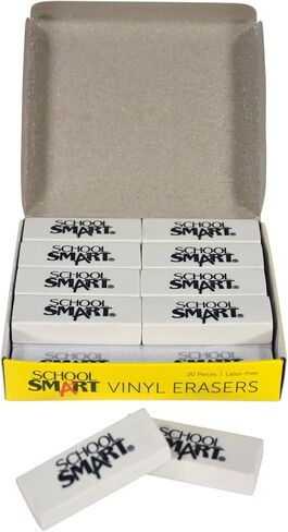 School Smart Vinyl Block Erasers, 2-1/2 x 7/8 x 1/2 Inches, White, Pack of 20 in Saudi Arabia