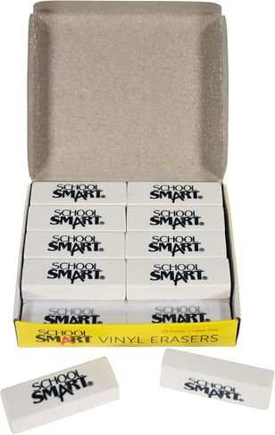 School Smart Vinyl Block Erasers, 2-1/2 x 7/8 x 1/2 Inches, White, Pack of 20 in Saudi Arabia