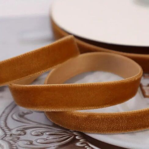Golden Brown Velvet Ribbon for Gift Wrapping, Trimming Ribbon for Christmas DIY Craft Wedding Floral Holiday Valentine's Day Decoration Choker Hair Bow Hat Wreath Making, 1" x 10 Yards in Saudi Arabia