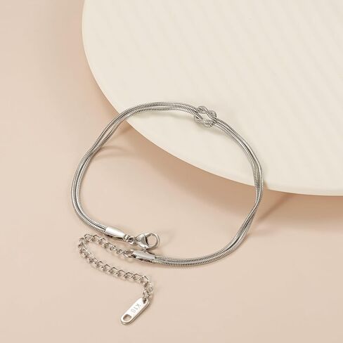 Gold Bracelets 18K Gold Plated Love Knot Bracelet Snake Chain Infinity Bracelet Adjustable Gold Jewelry Gifts for Women. in Saudi Arabia
