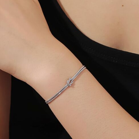 Gold Bracelets 18K Gold Plated Love Knot Bracelet Snake Chain Infinity Bracelet Adjustable Gold Jewelry Gifts for Women. in Saudi Arabia