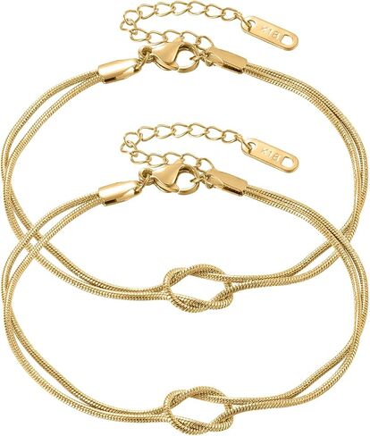 Gold Bracelets 18K Gold Plated Love Knot Bracelet Snake Chain Infinity Bracelet Adjustable Gold Jewelry Gifts for Women. in Saudi Arabia