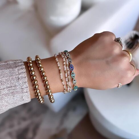14k Gold Filled Tennis Bracelet|3mm Cubic Zirconia Classic Tennis Bracelet|Gold Link Bracelets For Women 6.15/6.75/7.15 Inch in Saudi Arabia
