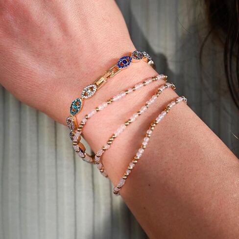 14k Gold Filled Tennis Bracelet|3mm Cubic Zirconia Classic Tennis Bracelet|Gold Link Bracelets For Women 6.15/6.75/7.15 Inch in Saudi Arabia