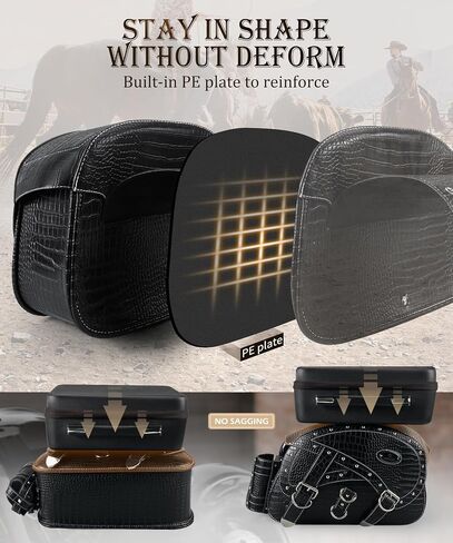 NICECNC Motorcycle Saddlebags, 35L Heavy Duty Leather Motorcycle Saddle Bags, Waterproof Saddlebags Motorcycle Storage Bags with Cup Holders, Compatible with Cruiser Softail Dyna Road King, BLACK in Saudi Arabia