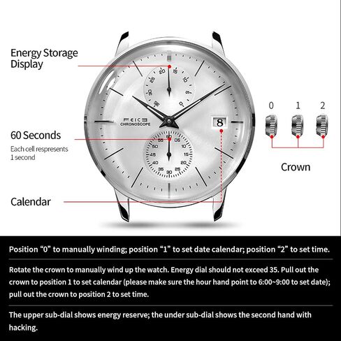 FEICE Men's Automatic Watch Mechanical Watch Stainless Steel Leather Band Watches Analog Curved Mirror Brushed Finish Casual Dress Watches for Men #FM212 (4-Silver+Leather Strap) in Kuwait