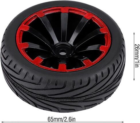 Tires,4pcs Set Tires Rubber Tyre Racing Off Road Wheel Rim for RC 1:10 Car Part (F-Shaped tire Pattern with red and 10-Hole) in Saudi Arabia
