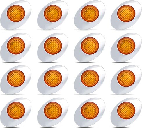 MADCATZ 3 بوصة (حزمة من 16) كهرمان بيضاوي صغير LED 3 ثنائيات جانبية لوحة ضوء مصباح دوران شامل مع إطار من الكروم لمقطورة الالتقاط RV Van Lorry Truck Boat Cabin 12V DC Low Q012 in Kuwait