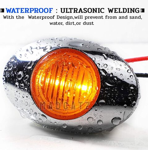 MADCATZ 3 بوصة (حزمة من 16) كهرمان بيضاوي صغير LED 3 ثنائيات جانبية لوحة ضوء مصباح دوران شامل مع إطار من الكروم لمقطورة الالتقاط RV Van Lorry Truck Boat Cabin 12V DC Low Q012 in Kuwait