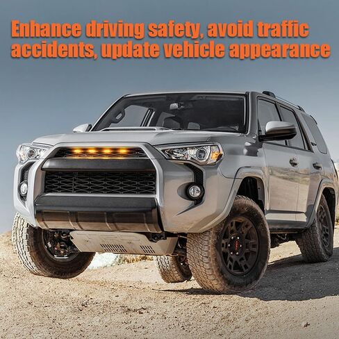 مصابيح شواية LED لشبكة Toyota 4Runner TRD Pro 2014-2023، بما في ذلك SR5، TRD للطرق الوعرة، محدودة، TRO Pro Models Raptor Style LED Light (ضوء كهرماني مع غطاء كهرماني) in Kuwait