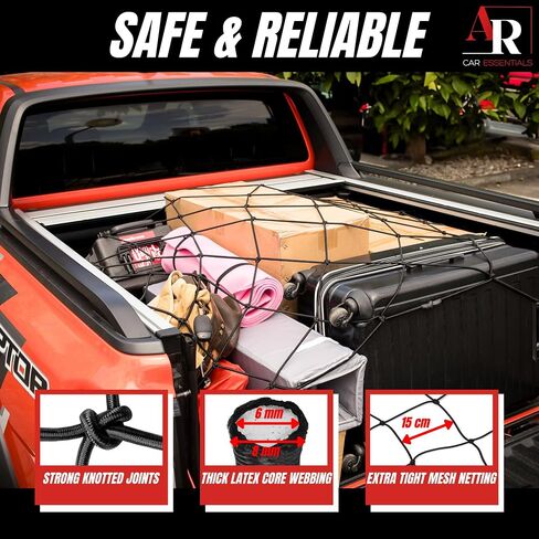 Premium Heavy-Duty Cargo Net for Truck Bed, SUV, and Roof Rack 3x5 Elastic Stretchable Net with Metal Hooks for Secure Tie-Down -Perfect for Large Loads, Trailers, and Camping Gear in Saudi Arabia