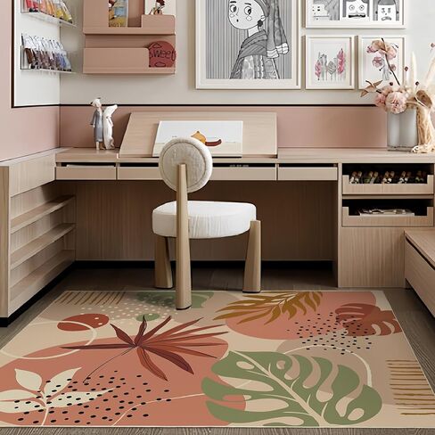 OIGAE 5x7 Area Rugs, Washable Nursery Rug for Bedroom, Living Room, Soft Low Pile Non-Slip Throw Carpet for Home, Classrom, Office, Pink in Kuwait