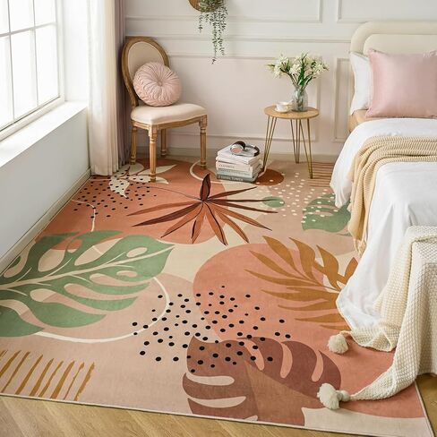 OIGAE 5x7 Area Rugs, Washable Nursery Rug for Bedroom, Living Room, Soft Low Pile Non-Slip Throw Carpet for Home, Classrom, Office, Pink in Kuwait