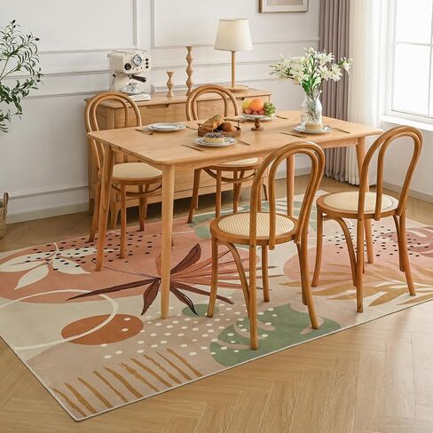 OIGAE 5x7 Area Rugs, Washable Nursery Rug for Bedroom, Living Room, Soft Low Pile Non-Slip Throw Carpet for Home, Classrom, Office, Pink in Kuwait