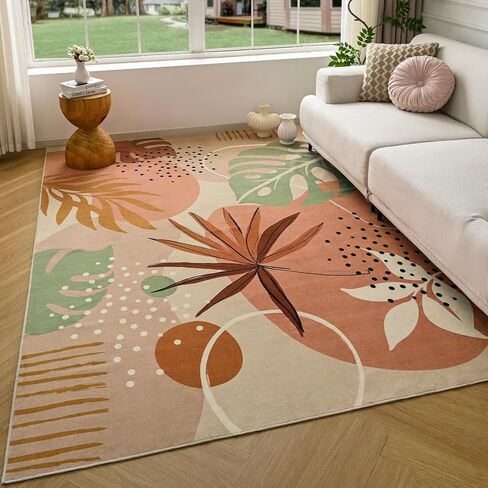 OIGAE 5x7 Area Rugs, Washable Nursery Rug for Bedroom, Living Room, Soft Low Pile Non-Slip Throw Carpet for Home, Classrom, Office, Pink in Kuwait