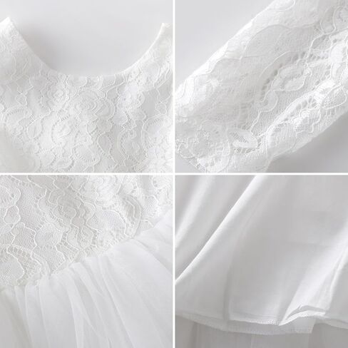 Tutu.kk Toddler Girls Tutu Dress Lace Bow Tie-Back Straight Tulle Long Sleeve Flower Girl Dresses for Party in Saudi Arabia