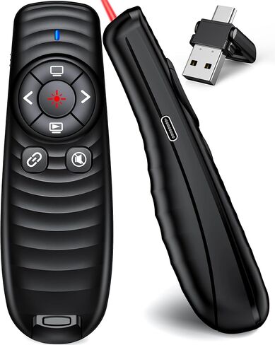 جهاز عرض تقديمي لاسلكي 2 في 1 USB من النوع C، جهاز نقر بسرعة 2.4 جيجا هرتز لعروض Powerpoint التقديمية، جهاز نقر العرض التقديمي مع التحكم في مستوى الصوت والارتباط التشعبي، مؤشر جهاز النقر المنزلق لأجهزة الكمبيوتر المحمول Mac في الفصل الدراسي in Saudi Arabia