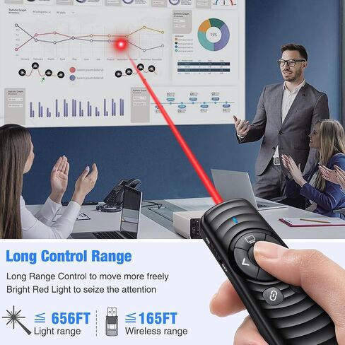 جهاز عرض تقديمي لاسلكي 2 في 1 USB من النوع C، جهاز نقر بسرعة 2.4 جيجا هرتز لعروض Powerpoint التقديمية، جهاز نقر العرض التقديمي مع التحكم في مستوى الصوت والارتباط التشعبي، مؤشر جهاز النقر المنزلق لأجهزة الكمبيوتر المحمول Mac في الفصل الدراسي in Saudi Arabia