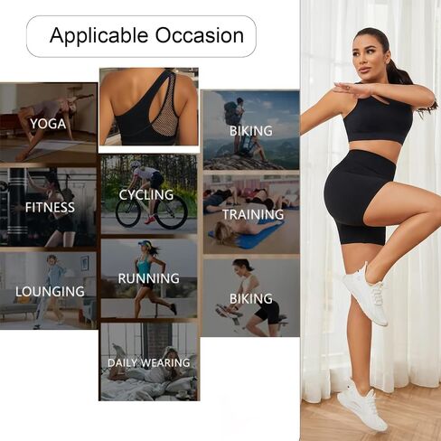 Women's 2 Piece Exercise One shoulder Sports Bra Tops High Waist Shorts Leggings Active Set in Saudi Arabia