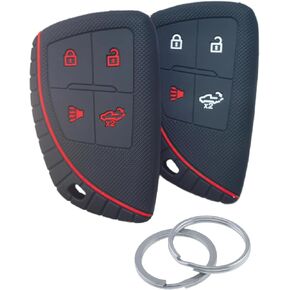 2Pcs Silicone Smart Remote Key Fob Cover for 2024 2023 2022 GMC Sierra 1500 Chevy Chevrolet Silverado 1500 4 Buttons (Black)