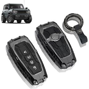 MAIKER OFF ROAD Key Fob Cover for Ford Bronco 2021-2024 Metal Key Protective Case with Keychain Full Protection Key Fob Case Compatible with Ford Bronco 2021 2022 2023 2024