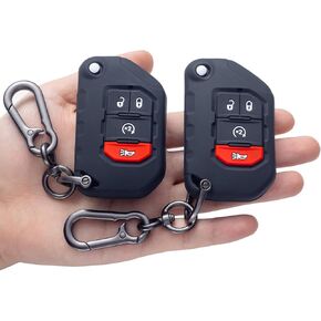 غطاء حماية بأربعة أزرار متوافق مع 2018-2024 2025 Jeep Wrangler JL/JLU و2020-2023 2024 2025 Jeep Gladiator JT Truck Accessories لينة من السيليكون عن بعد سلسلة مفاتيح (قطعتان) in Kuwait