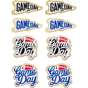 8pcs Game Day Embroidered Patches, Large and Small Football Helmets Logos Patch Game Day Iron on Patches Football Helmets Patches Chenille Applique Sew on Patches for DIY Clothing Hat