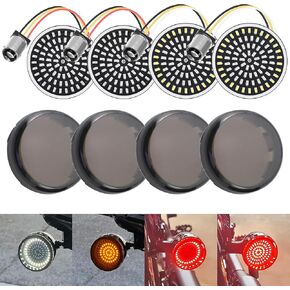 1157 LED Turn Signals Front Rear 81 LED Lights Super Bright Bulbs Lens Covers Kit 1986-2024 Compatible with Harley Davidson Touring Dyna Softail Sportster Street Glide Road Glide Iron 883