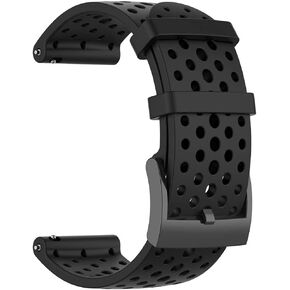 Silicone Replacement Band for Suunto 7/9 / 9Baro / D5 / Spartan/Fossil Nate/Q Silicone Strap Sport Wristband for Men&Women Adjustable fitness Replacement Bands, Black-Small
