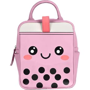 Boba Premium Faux-Leather Backpack, Crossbody, or Purse (Pink)