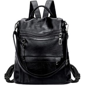 Leather Backpack Purse for Women Fashion PU Designer Large Shoulder Bag Designer Tassel Rucksack Ladies Tote Handbag