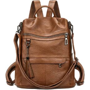 Leather Backpack Purse for Women Fashion PU Designer Large Shoulder Bag Designer Tassel Rucksack Ladies Tote Handbag