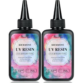 kickmove UV Resin,Upgraded Crystal Clear Hard Ultraviolet UV Resin Kit,Fast Curing UV Resin Kit for Jewelry Making, Molds,DIY Craft