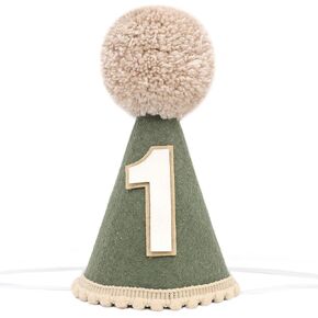 Wild One Birthday Hat - Wild/Woodland 1st Birthday Decorations,Deep Green Boys First Birthday Hat,Safari Jungle 1st Birthday Crown,Wild One Photo Props Cake Smash For Baby Boys