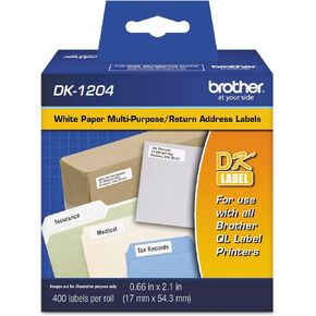 Brother Genuine DK-1204 Multipurpose Paper Label Roll, Die-Cut Paper Labels, Engineered for Excellence, 400 Labels Per Roll