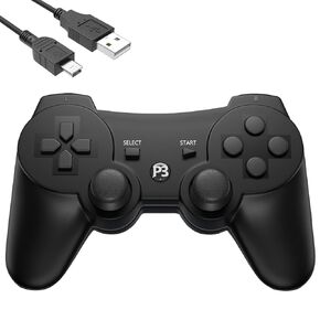 Wireless Controller for PS3, Dual Analog Bluetooth Rechargeable Game Controller for PS3 with Charging Cable,Dual Vibration