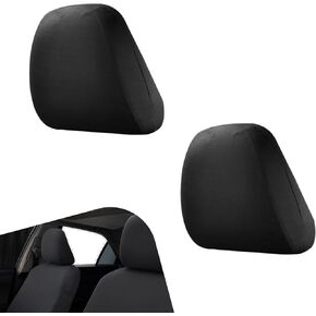 QODOLSI Pack-4 Car Seat Headrest Dust Cover, 9" x 10.6" Stretch Full Surround Anti-scratch Protector, Breathable Sweat Absorbent Cleanable Reusable Cover for All Seasons, Universal for Cars (Black)