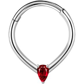 ZS 1 Piece Cubic Zircon Septum Rings Nose Ring, 16G Stainless Steel Nose Piercing Nose Jewelry Hinged Segment Ring Cartilage Earring Hoop Water Drop Daith Ear Piercing for Women Men in Kuwait