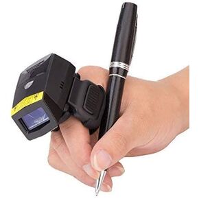 2D Wireless Finger Scanner, Mini FS02 Ring Scanner with Alloy Shell & 350mAh Battery, Cordless Imager Barcode Reader Work with Windows, Mac OS, Android 4.0+, iOS