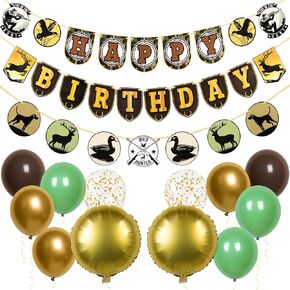 Pirese Hunting Birthday Party Decorations, Hunter Birthday Party Supplies, Hunting Party Decorations, Duck Hunting Birthday Decorations | Hunter Happy Birthday Banner | Deer Birthday Party Decorations