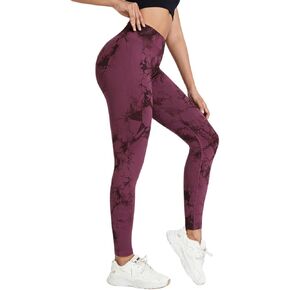 Tie Dye High Waist Seamless Leggings for Women Tummy Control Compression Gym Workout Yoga Pants Elastic Tights