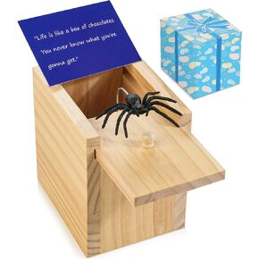 Spider Prank Box for Adults and Kids, Funny Wooden Box Spider Prank Toy, Hilarious Halloween, Christmas, or Birthday Surprise Gift and Gag Gift Practical Joke Toy