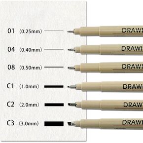 Drawing Pens Waterproof Archival Ink Multiliner Pens for Artist Illustration, Sketching, Technical Drawing, Anime, Manga, Scrapbooking,16 Pens-Drawing Full Series Combo