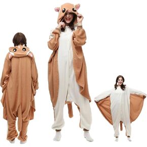 Vaianie Adult Flying Squirrel Onesie Animal Halloween Cosplay Costume One Piece Pajamas Unisex