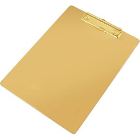 Metal Clipboard Stainless Steel Gold Clipboard A4 Letter Size Document Holder with Clip Hangable Office File Clipboard for School Office Business (12.2 * 8.8in)