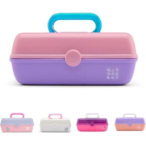 Caboodles Pretty in Petite Makeup Box, Two-Tone Lavender on Violet, Hard Plastic Organizer Box, 2 Swivel Trays, Fashion Mirror, Secure Latch for Safe Travel