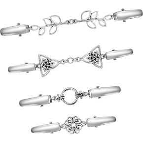 4pcs Shirt Clips for Women Silver Sweater Clips Dress Clips Back Cinch Vintage Retro Cardigan Clip Cloak Clasp Shawl Pin Clothing Dress Shirt Shawl Coat