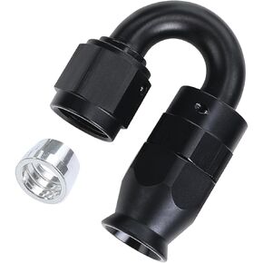 180 Degree Billet Aluminum Swivel Female -12 AN PTFE Hose End Fitting Connector for AN12 Teflon Fuel Line, Black
