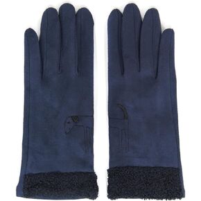 Me Plus Women Fashion Winter Elegant Animal Leopard Print Faux Fur Trim Touchscreen Gloves